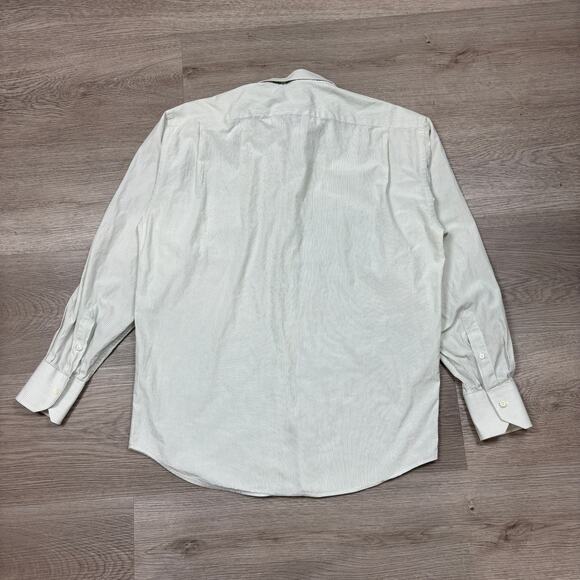 Canali Made in Italy Green Striped Button Up Dress Shirt Men's 42 16.5 - Picture 3 of 10